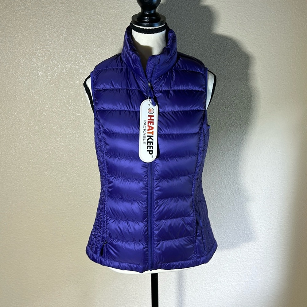 NWT Heat Keep Women's  Premium Duck Down Packable Purple Vest Size Small